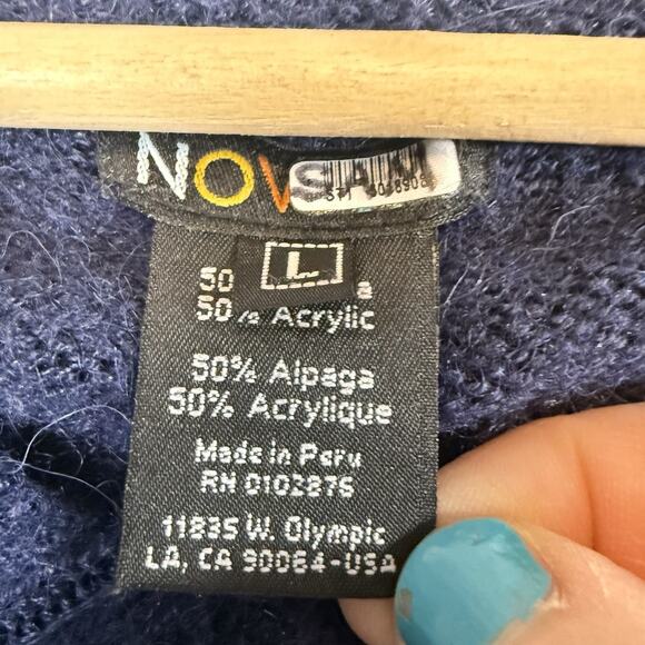 Novica ALPACA Blend Sweater Mens SIZE LARGE Blue Cozy Classic Crewneck Top Peru - Picture 7 of 7
